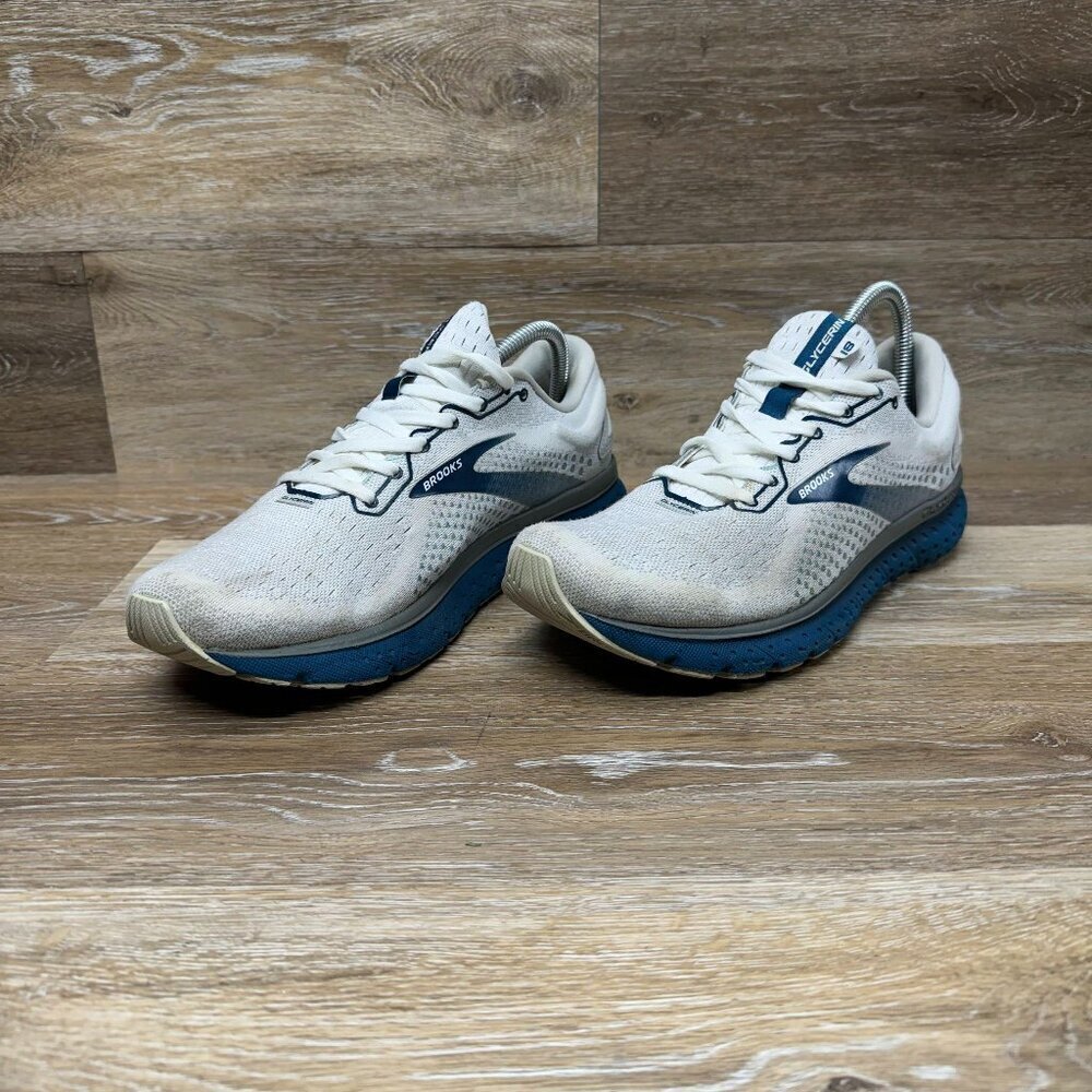 Brooks Glycerin 18 White/Blue Running Shoes Women's Size 10